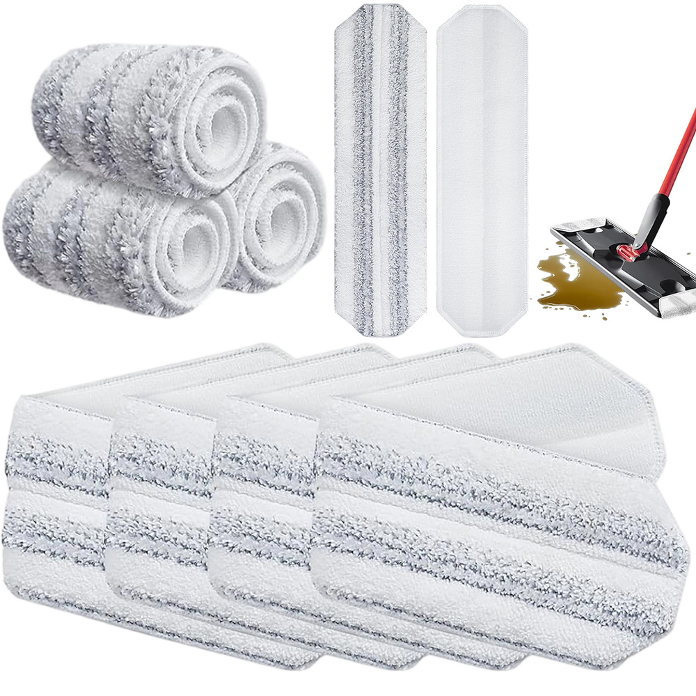 Set Of 10 Replacement Mop Pads For Home Use, Made Of Fibers, Reused Up To 400 Times, Absorbs Water, Eliminates Oil Stains And Hair, Ideal For Hardwood And Stone Floors