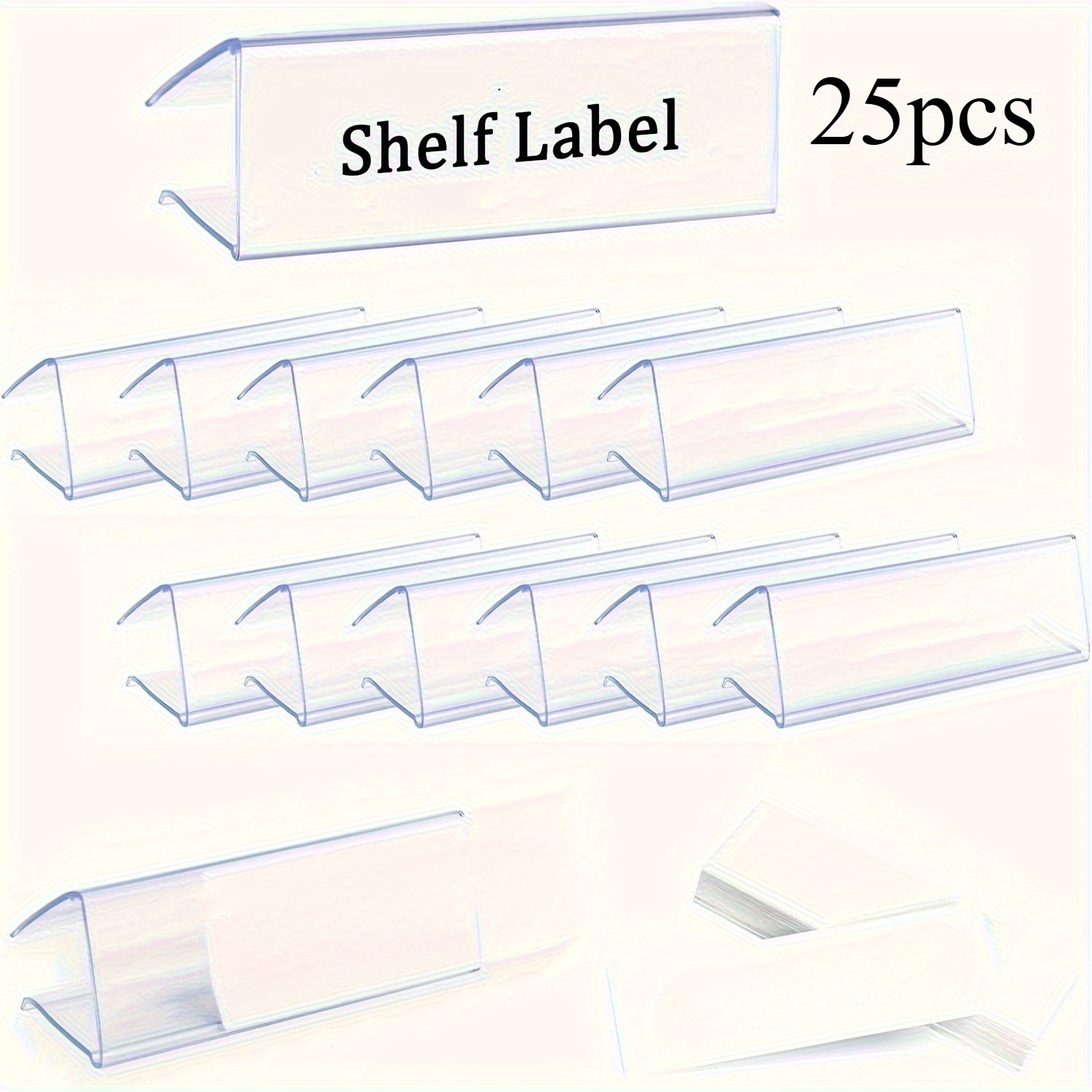 TEMU 15/25 Pezzi Porta Etichette Trasparenti - Etichette per Scaffali in Plastica con Inserti Vuoti | Organizer a Clip per Dispensa, Ufficio & Negozi