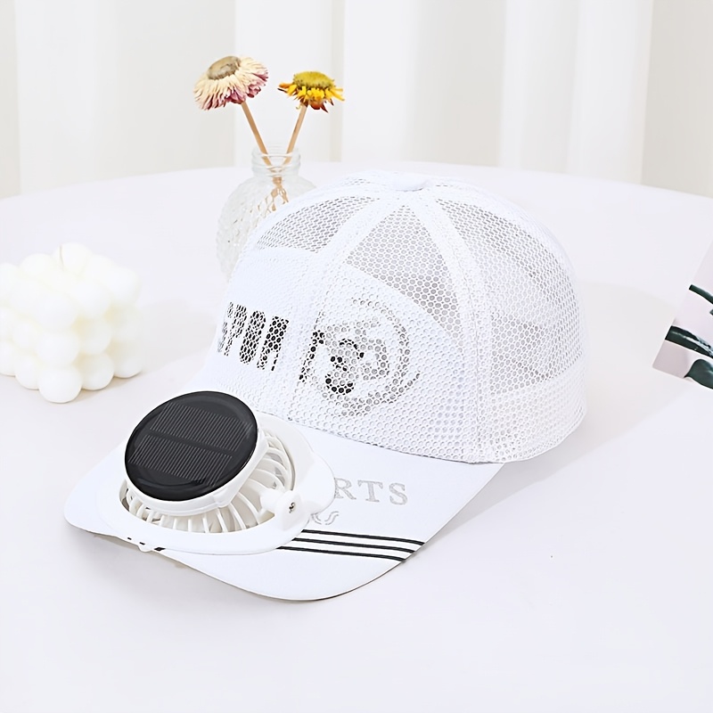 TEMU Solar-powered Hat With Built-in Fan - Usb Portable Cooling Hat, Adjustable Strap, Lightweight And Breathable For Outdoor, Camping, Beach, And