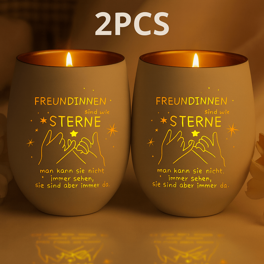 E-shop 2er-Set Gravierte Glas-Kerzenhalter mit ineinandergreifenden Herzen | Wohnkultur & Tischdekoration für Wohnzimmer, Schlafzimmer, Büro |
