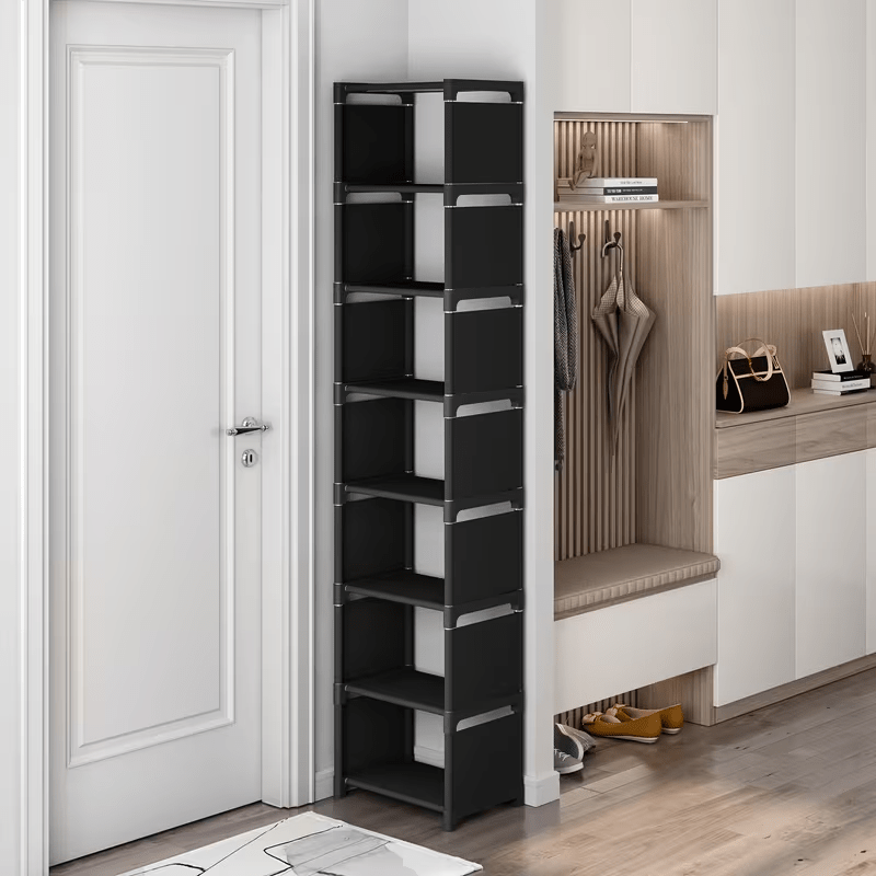 TEMU 4/6/8 Tier Narrow Shoe Rack Organizer(black& White)| Space Vertical Shoe Shelf Storage, Small Tall Shoe Stand For Entryway, Door, Closet, Thin