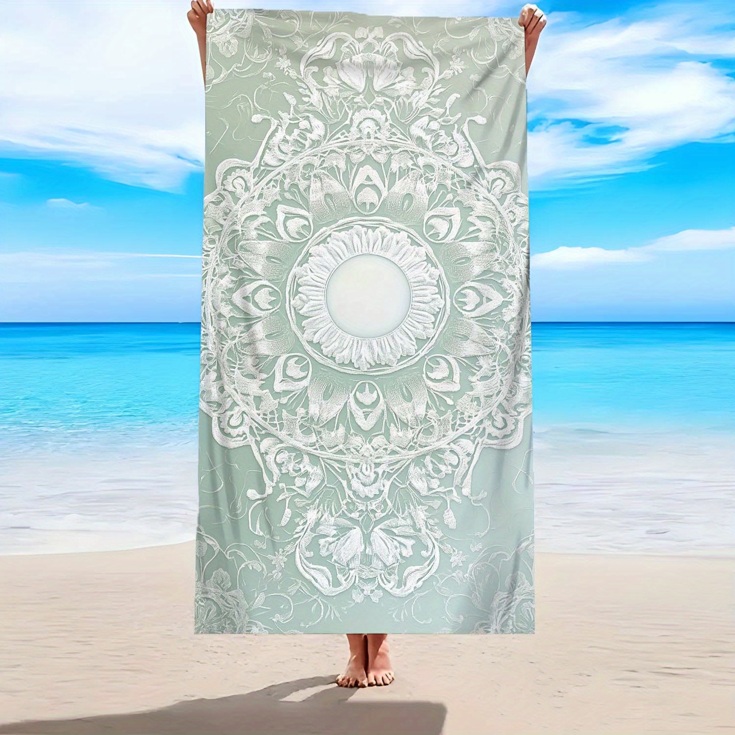 E-shop 1 Stück Elegantes Bohemian Kreativdruck Strandtuch, Weich, Bequem, Leicht Sandabweisend, Super Saugfähige Stranddecke, Ideal für Reisen,