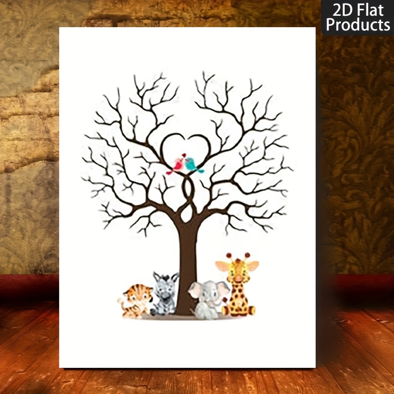 TEMU 2d Flat, 1pc African Animal Gender Reveal Poster - Framed Canvas Wall Decor With / Icons, Baby Shower Game Suitable For Expecting Parents,