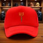 1pc adjustable trucker hat with life begins print black casual wear street style polyester fabric hand washable ideal for men and women casual headwear adjustable headgear polyester hat