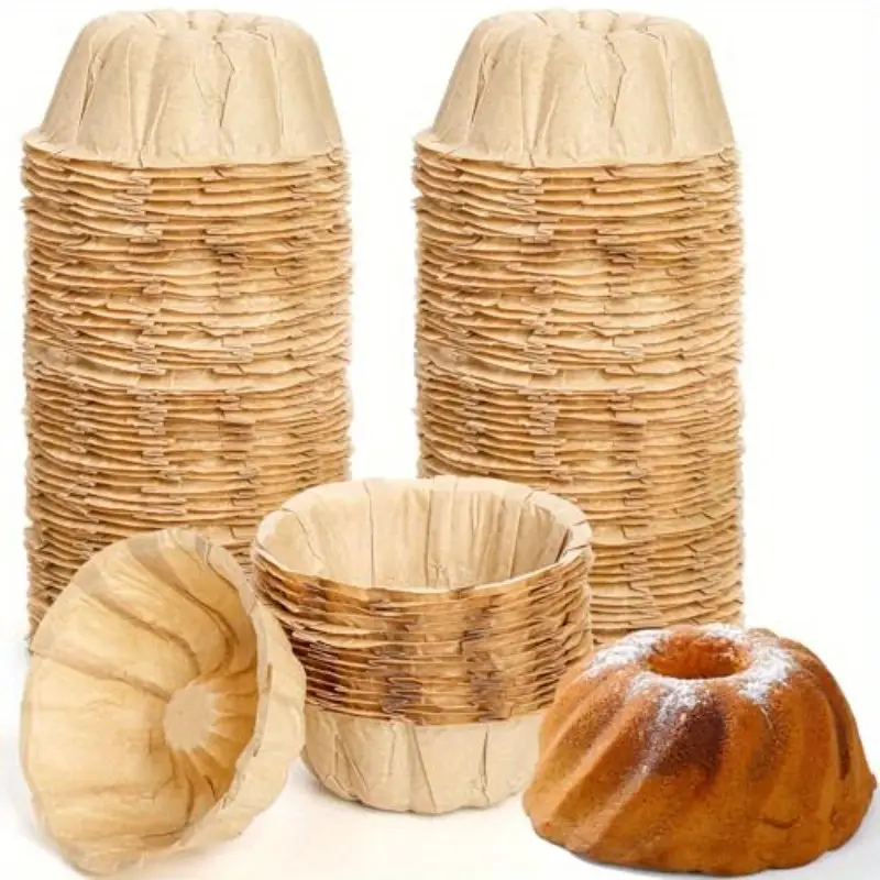 100pcs mini fluted tube pan liners - nonstick disposable baking sheets, 4 inch round cake pans for angel food, pies, scones, pineapples - weddings, parties, home baking - & , , fluted , durable liner, dessert liner, , wedding desserts, decorative baking, nonstick surface, dessert molds, party hosts, oven & microwave safe grease-proof paper baking cups with vertical rides for baking - ideal for weddings Product details 0