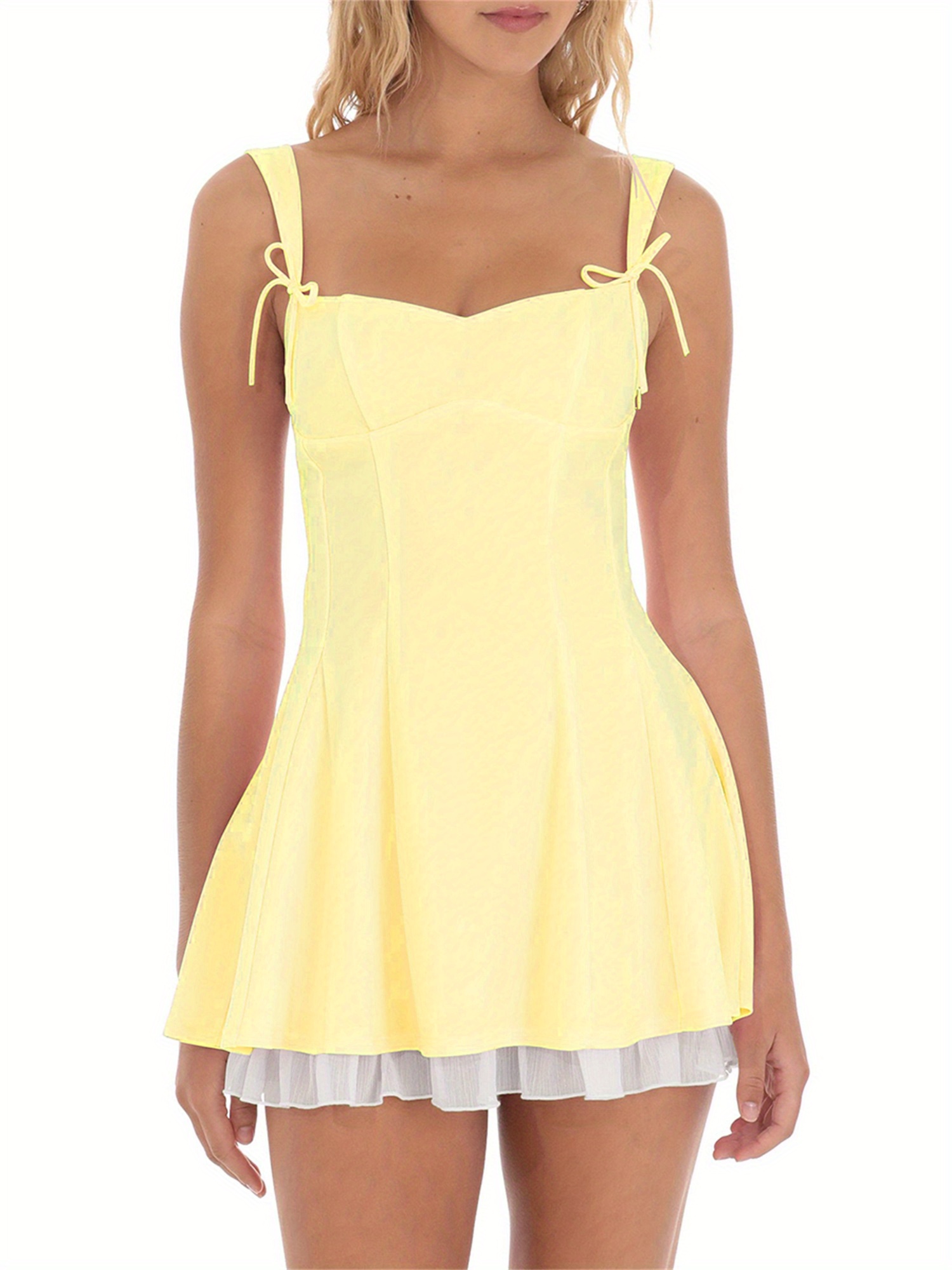 chic summer corset mini dress women sleeveless bow tie - Temu