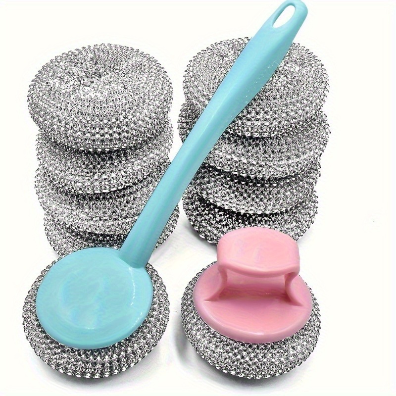 

10- Pet Scouring 2 - Metal , Non-electric Manual Dishwashing Sponges, Replaceable For , Bathroom, Cleaning