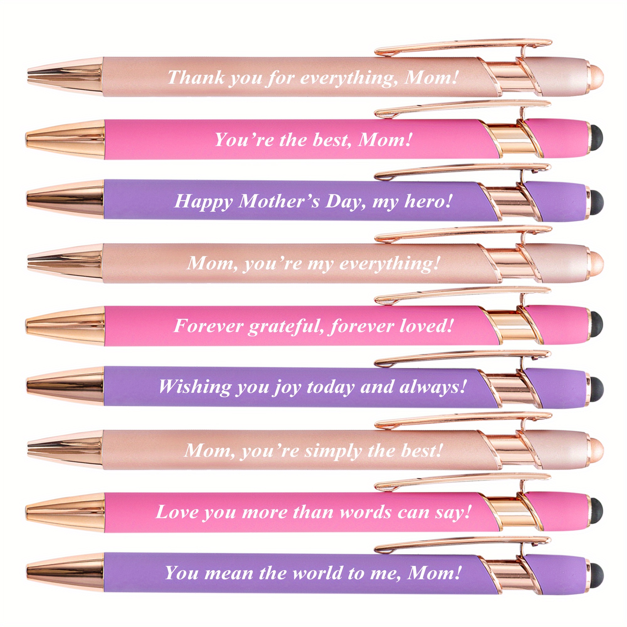 9pcs Mother's Day Exclusive Click Metal Ballpoint Pen