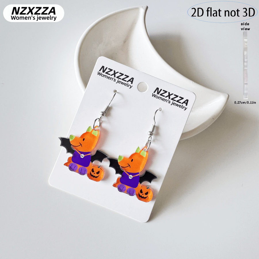 6 Pairs Cute Cartoon Witch Dangle Hook Earrings