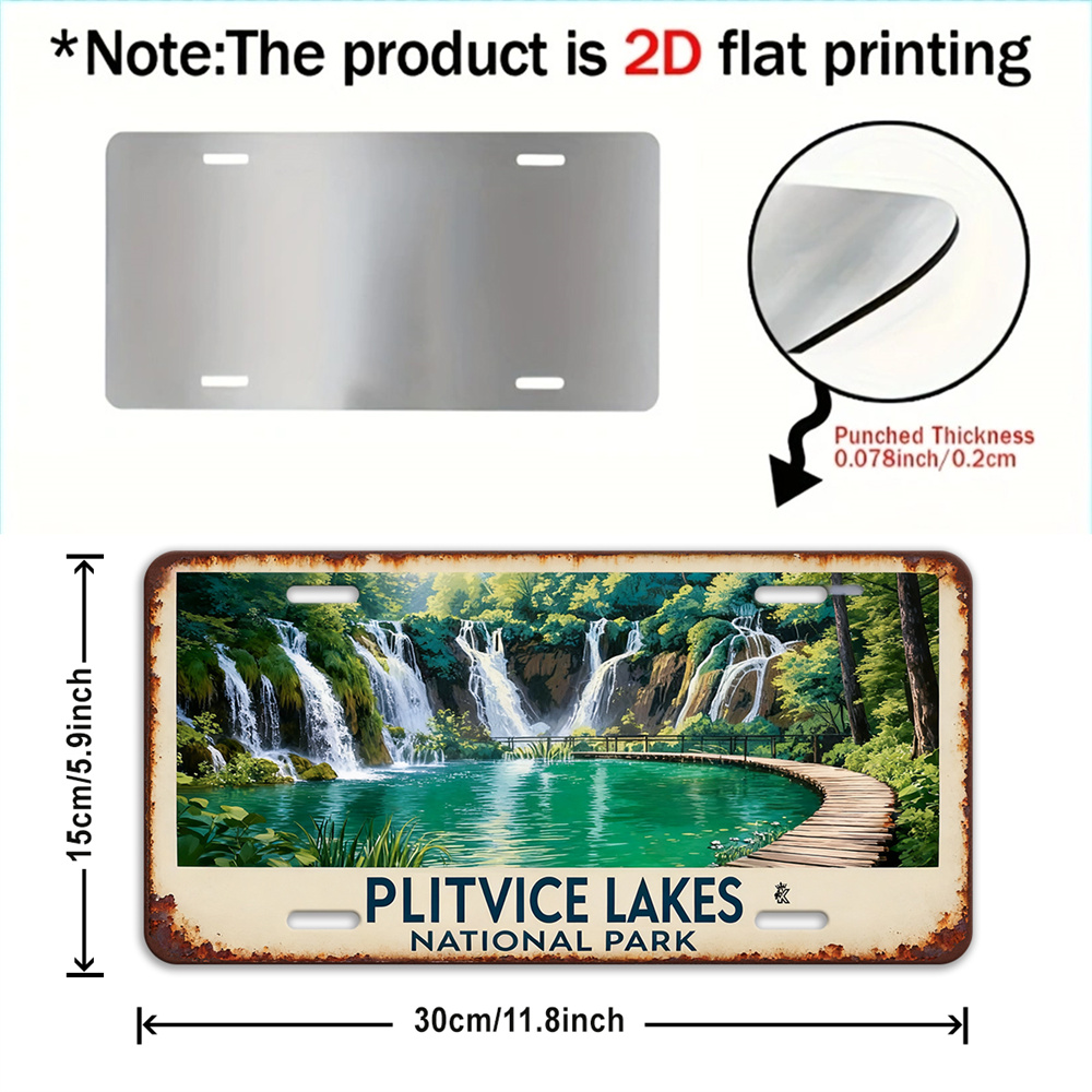 TEMU 2d Flat - 2d Plane - [2d Plane] 2d Plane - [2d Plane] 2d Plane, 1pc Pack, Lake Pracanica Slovenia Metal Wall Art - Vintage Waterfall Landscape