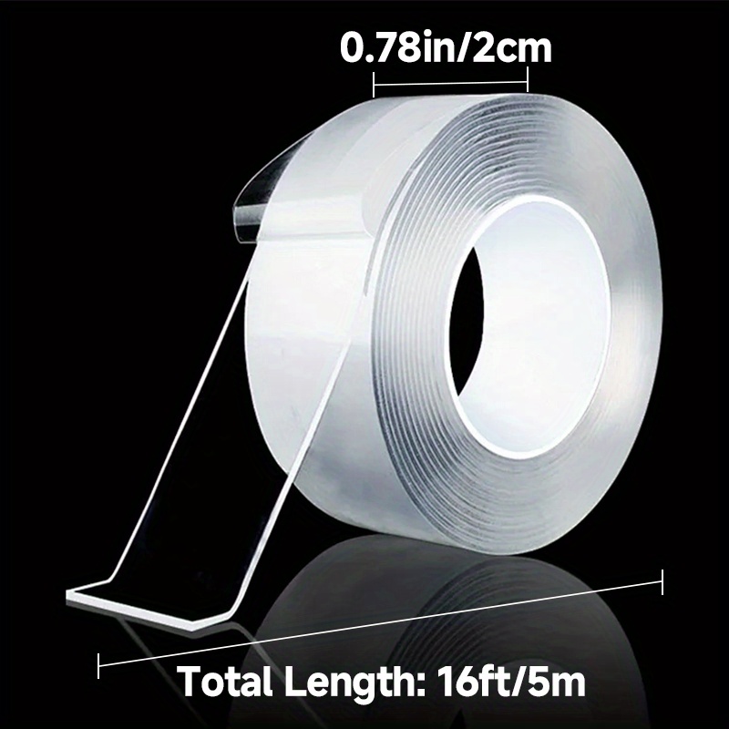 TEMU 8-pack Adhesive Strips (132ft Total) - Heavy-duty Waterproof, No Residue Reusable Nano Bonding Multi-surface Mounting Tape For Shower Tiles, Rv