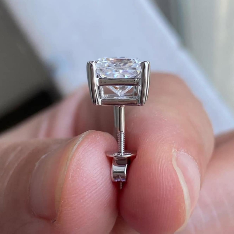 Stylish 925 Silver Square Synthetic Zirconia Stud Earrings