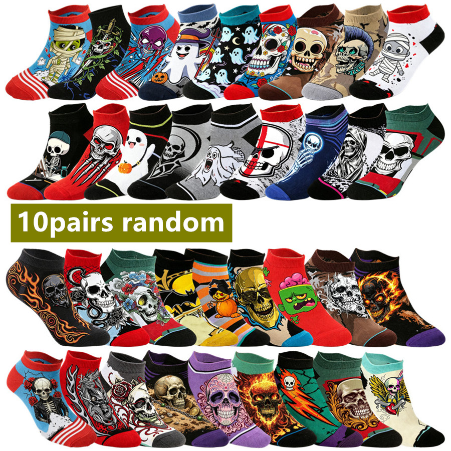 TEMU 10 Pairs Random Hip Hop Streetwear Novelty Anime Cartoon Crew Socks Men Women Funny Character Printed Tube Socks Casual Daily Skate Cosplay