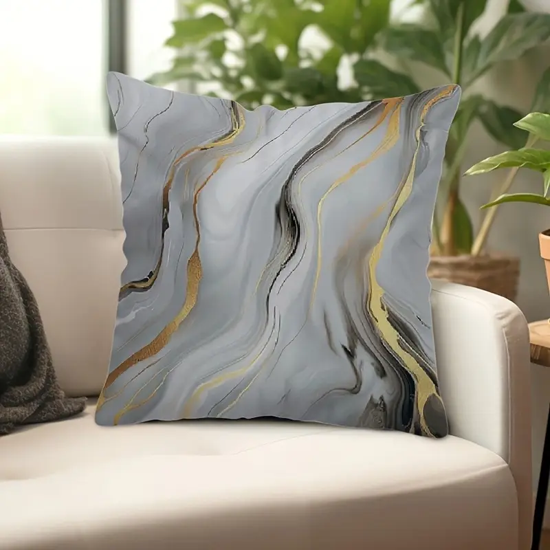4pcs double sided printed marble geometric pattern pillow covers soft plush with zipper closure machine washable multiple sizes for living room bedroom sofa decor pillow covers for living room bedroom accessories marble pattern pillows luxurious texture 2d flat Product details 9