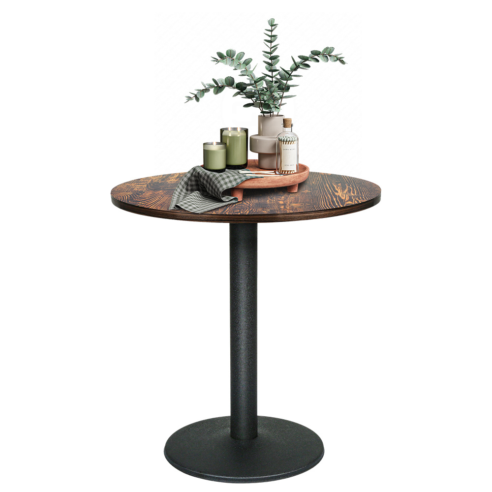 Image of Retro Round Dining Table, Industrial-style Coffee Shop Table - Brown - 70 X 70 X 75 Cm - Suitable For Living Rooms And Coffee Shops