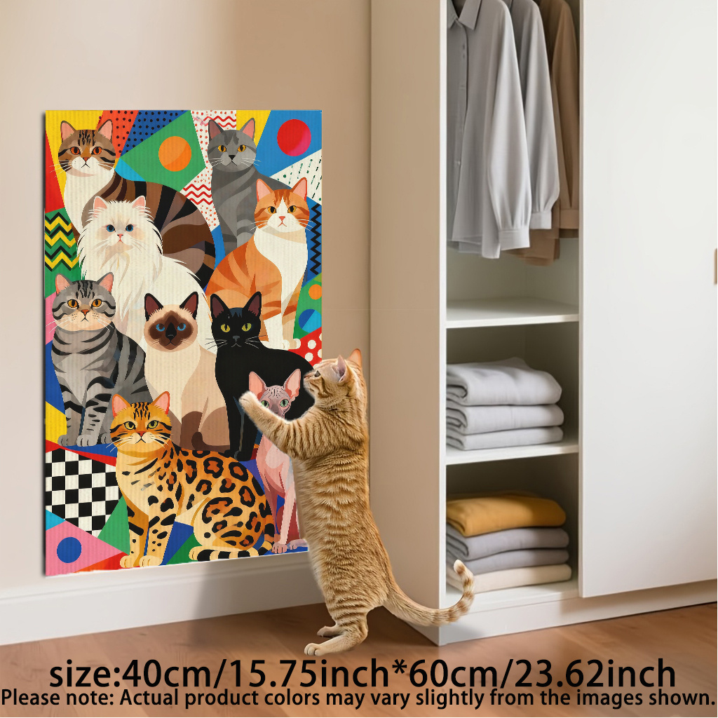 TEMU 【猫用】壁掛け式 爪とぎパッド (粘着式) - 室内用、壁や床での登り・爪とぎに最適。猫のビティおもちゃギフトに最適