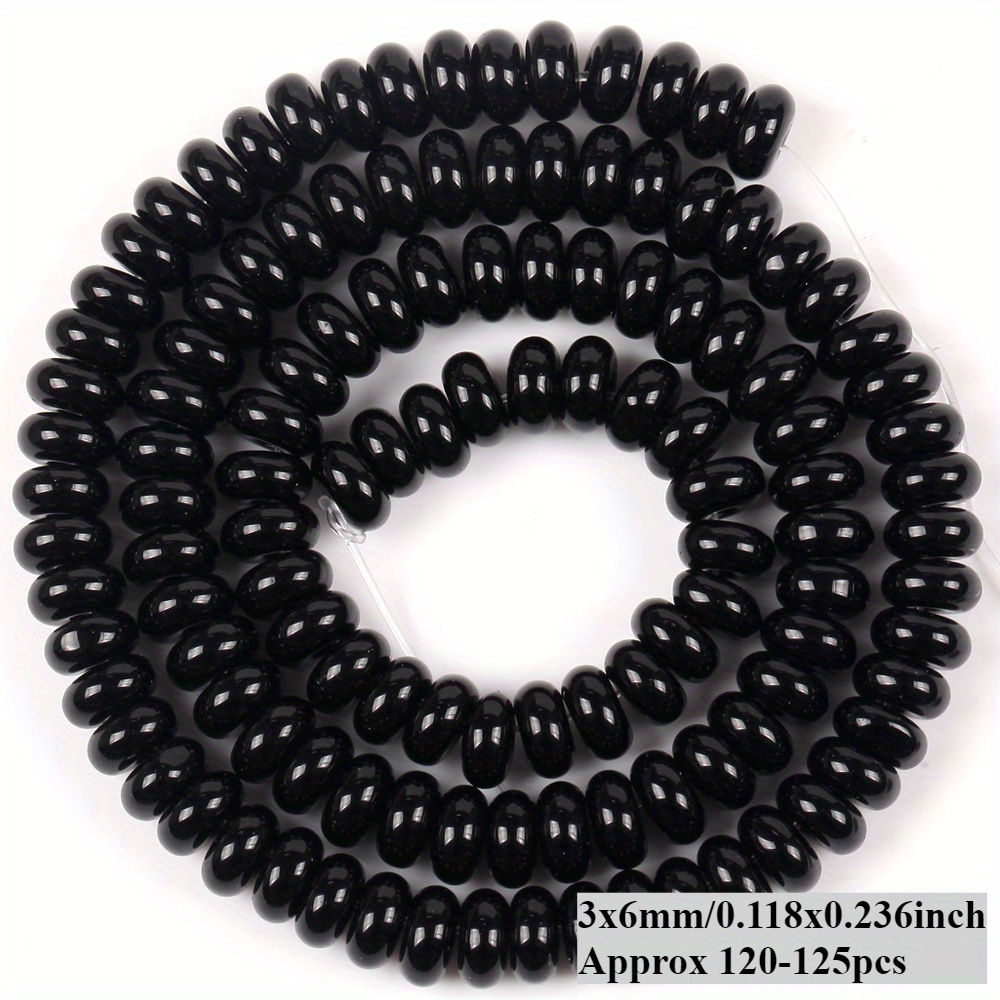 TEMU 3x6mm Natural Stone Black Agate Agate Round Flat Round Pad Beads Used For Jewelry Making Diy Bracelet Accessories
