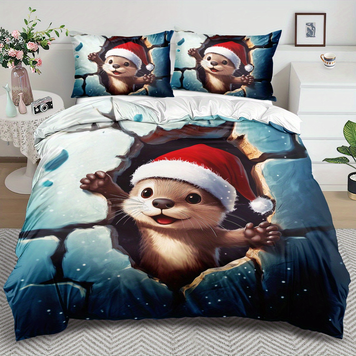 

Duvet - 2/3pcs, Comfortable , Christmas Bedding Set, Christmas Duvet , 100% Washable, , For Bedroom Or (includes 1 Duvet Cover + 1 Pillowcases, Not Included)