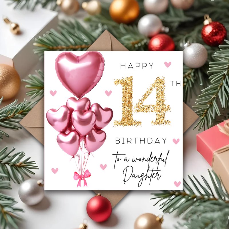 TEMU A Pink And Birthday Card For My 14th Birthday, Perfect For Christmas, Halloween, Or Any Occasion. An Ideal Gift For The Best Daughter In The