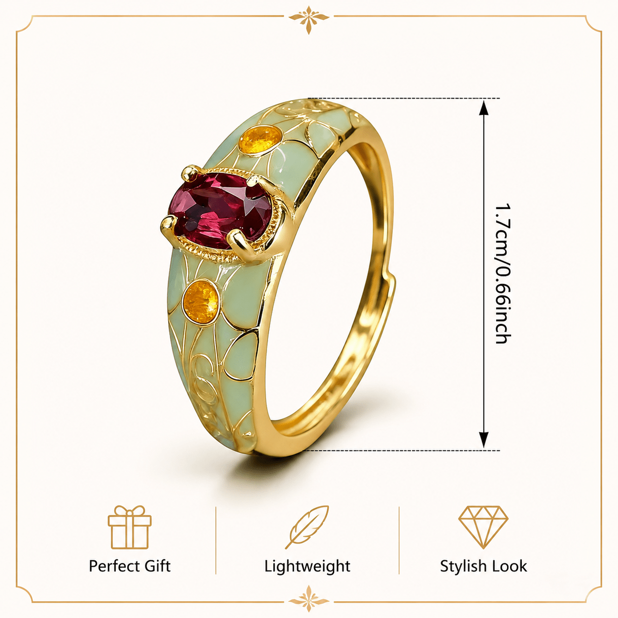 S925 Silvery Enamel Embossed Texture Adjustable Ring