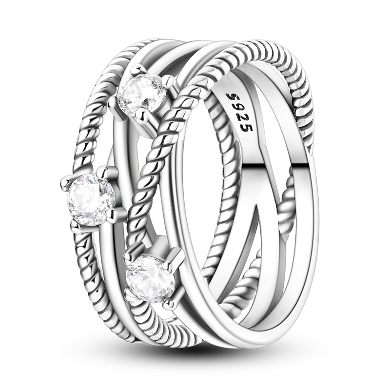 TEMU Ydfeng Exquisite 925 Silver Ring, Sparkling Lines Ring, Women's Fashion Individual Ring, Aesthetic, Gift For Your Woman, Suitable For , Wearable