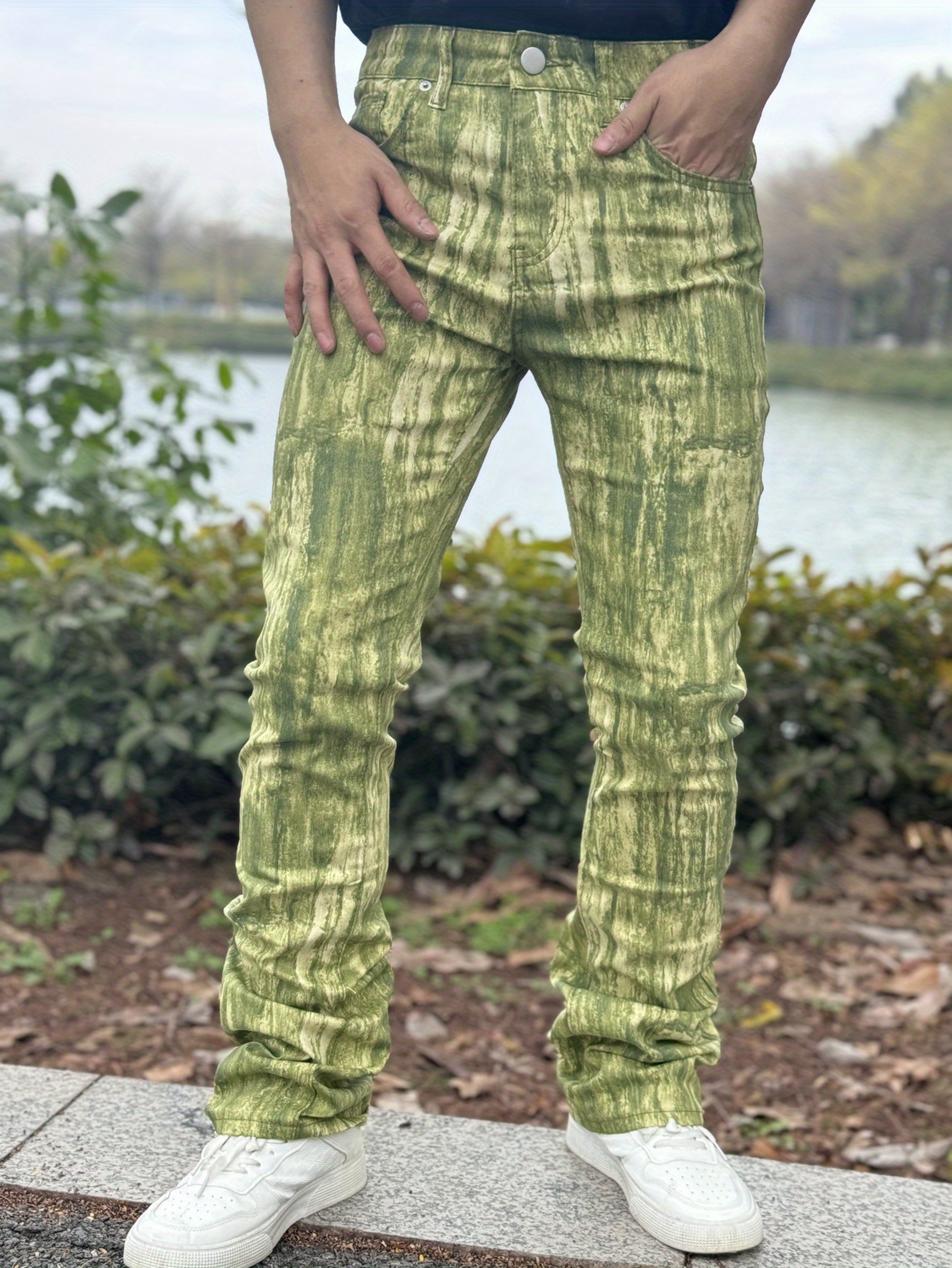 men flared jeans sold on Temu United States
