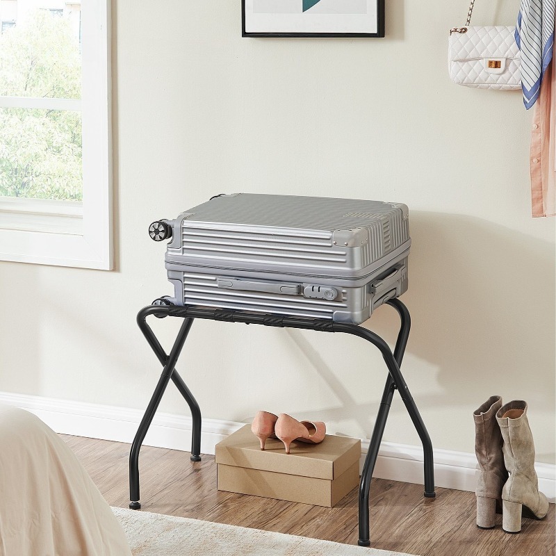 1pc heavy duty foldable luggage rack metal suitcase stand portable luggage holder for bedroom   room no   portable suitcase organizer space saving luggage organizer luggage racks