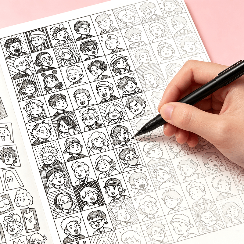 TEMU Cahier d'entraînement au doodle de 1 livre avec animaux de dessin animé simples et modèles de dessin au trait, convient aux adolescents et aux