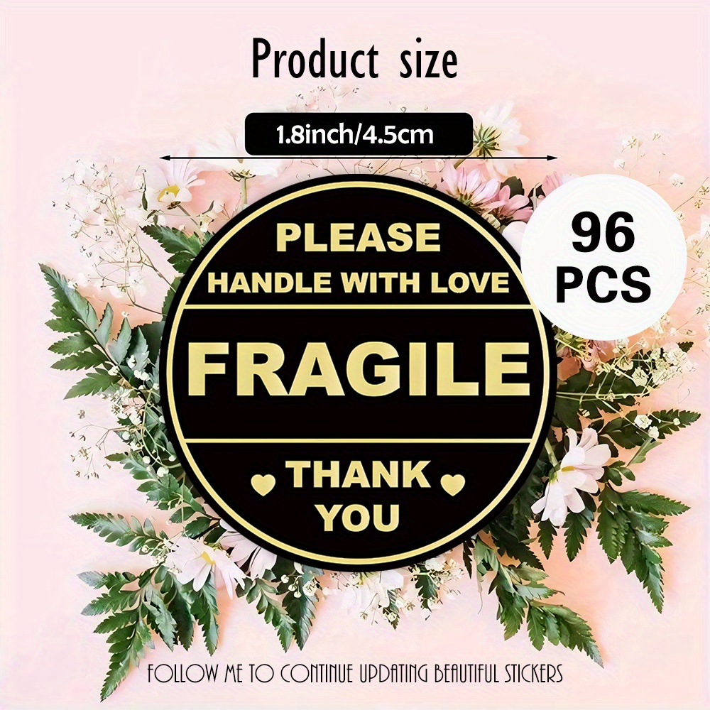 TEMU 48pcs 96pcs 144pcs "please Handle With Love Fragile" Sticker In Black, Great For Delicate Item Shipping, Gift Boxes, Boutique Packaging, A