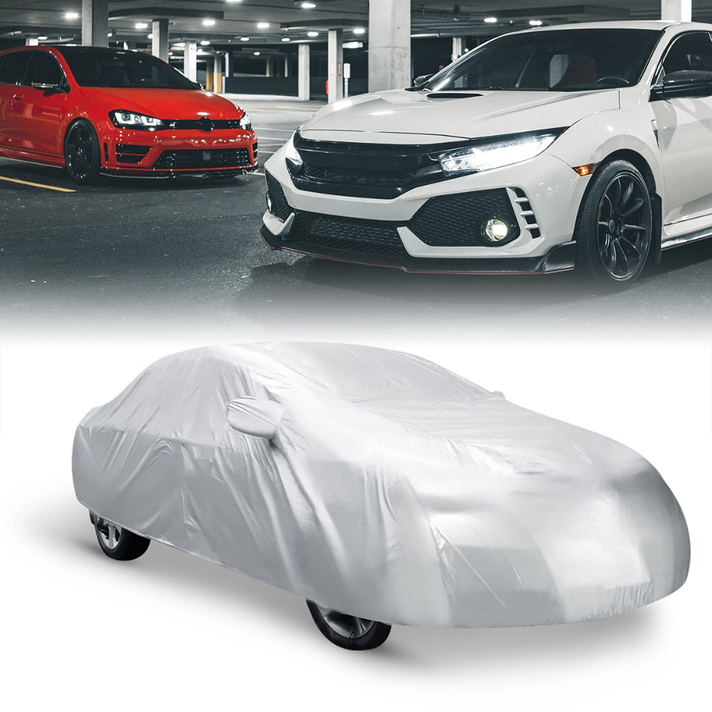 TEMU 1pc Silver 170t Silver-plated Fabric Full-car Cover, Size Xl (4.9 X 1.8 X 1.5 Meters); Lightweight And Breathable, Protects Against Falling