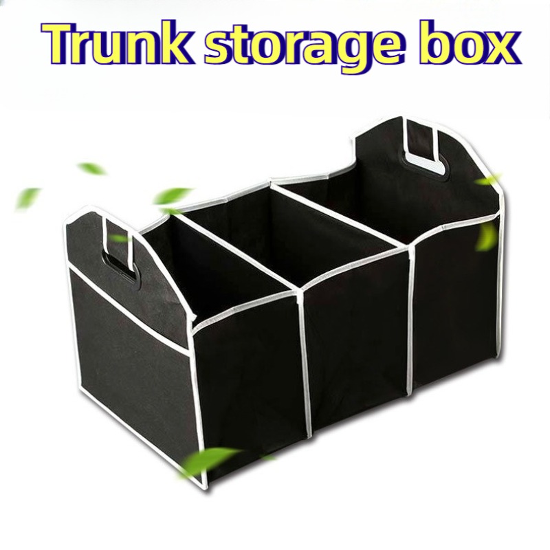 

1pc Universal Car Trunk Organizer, Portable Foldable Waterproof Auto Storage Bag With 3 Compartments, For Suv, Truck, Van, Sedan