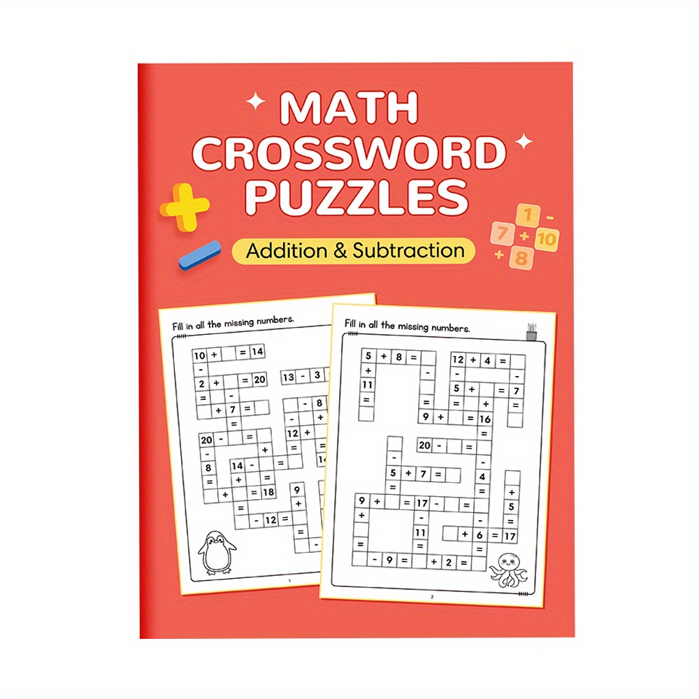 Math Workbook For Kids - 4 Puzzles Addition Subtraction Multiplication Division Workbook With Answer Keys, Thinking Games For Prek-k Homeschool Classroom Must-have