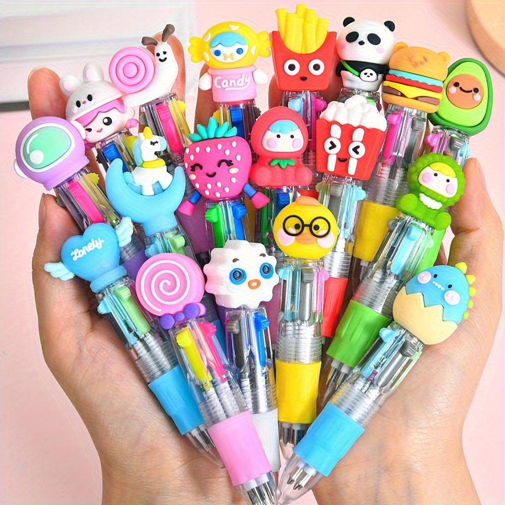 40 cartoon mini 4 in 1 pens 4 color ink ballpoint pens cute and portable   parties classroom prizes birthday gifts   multi color pen sets stationery small gifts
