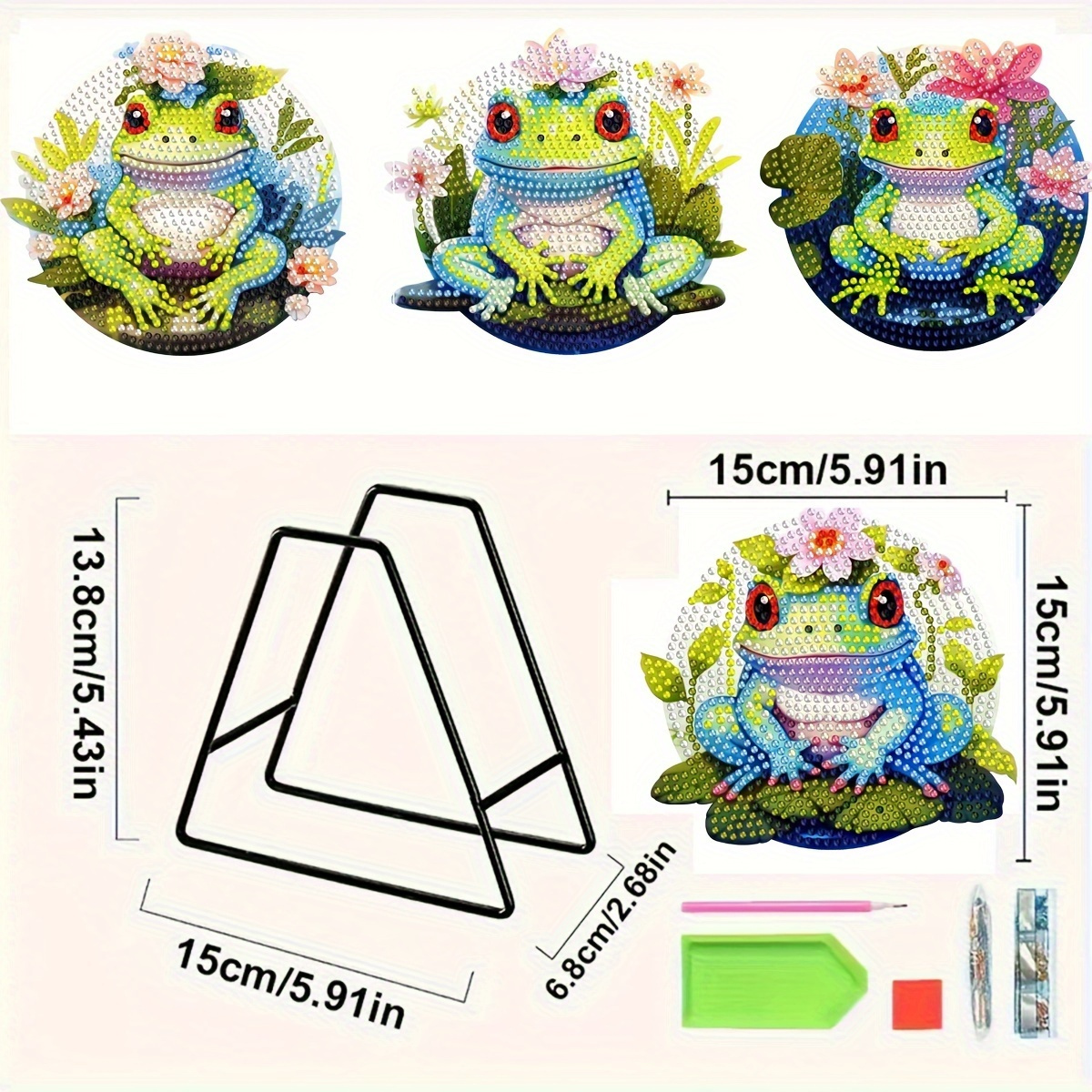 TEMU DIY Diamantmalerei Tischset - 4 Stk., Isolierte Tischmatten mit Ständer, Bastelset für Familie & Freunde Geschenke