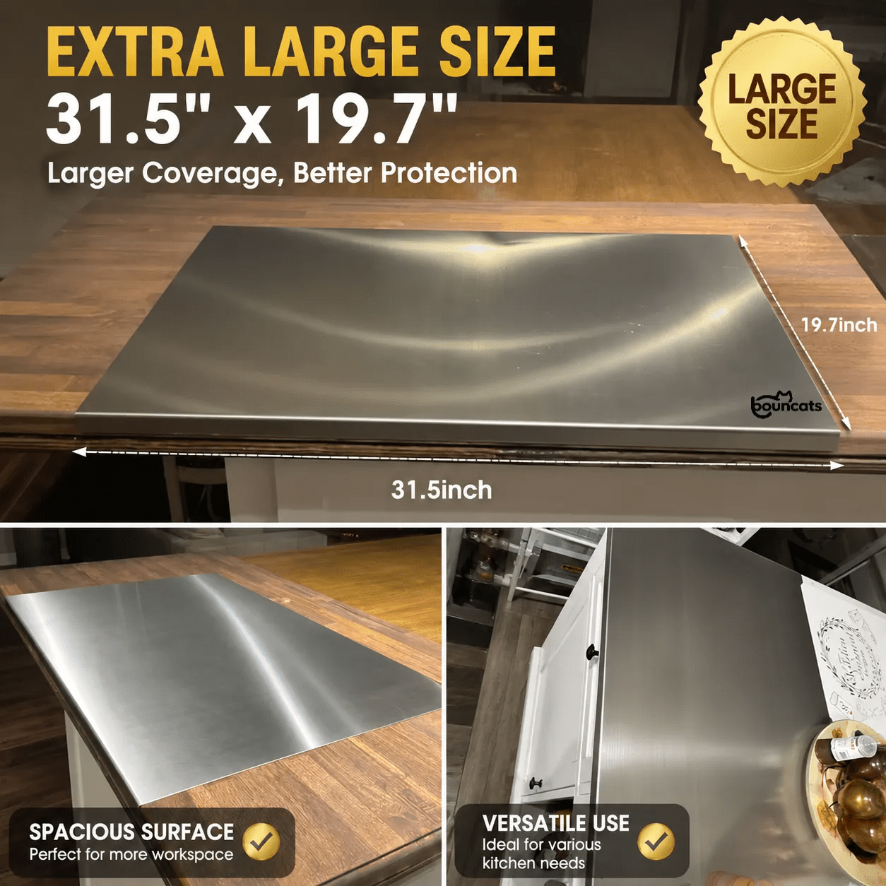 TEMU Extra-large 304 Stainless Steel Cutting Board ( X 19.7 In / 28 X 20 In) | Dishwasher Safe, Commercial-grade Quality, Suitable For Home