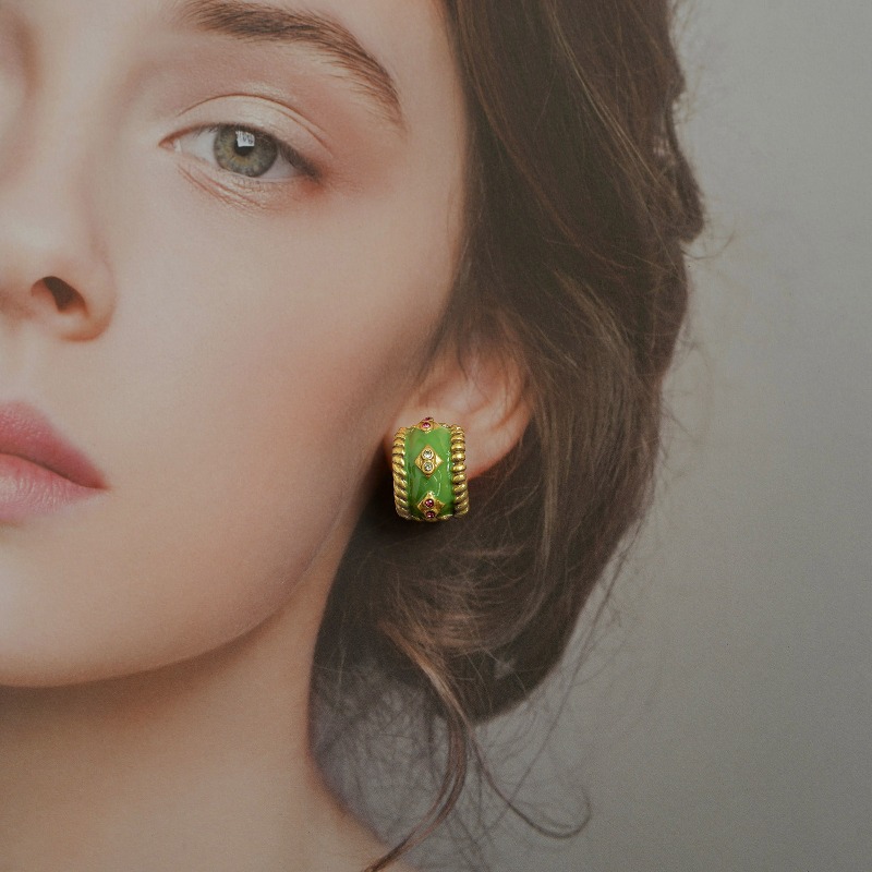 Exquisite Vintage Inlay White Pink Zirconia Stud Earrings