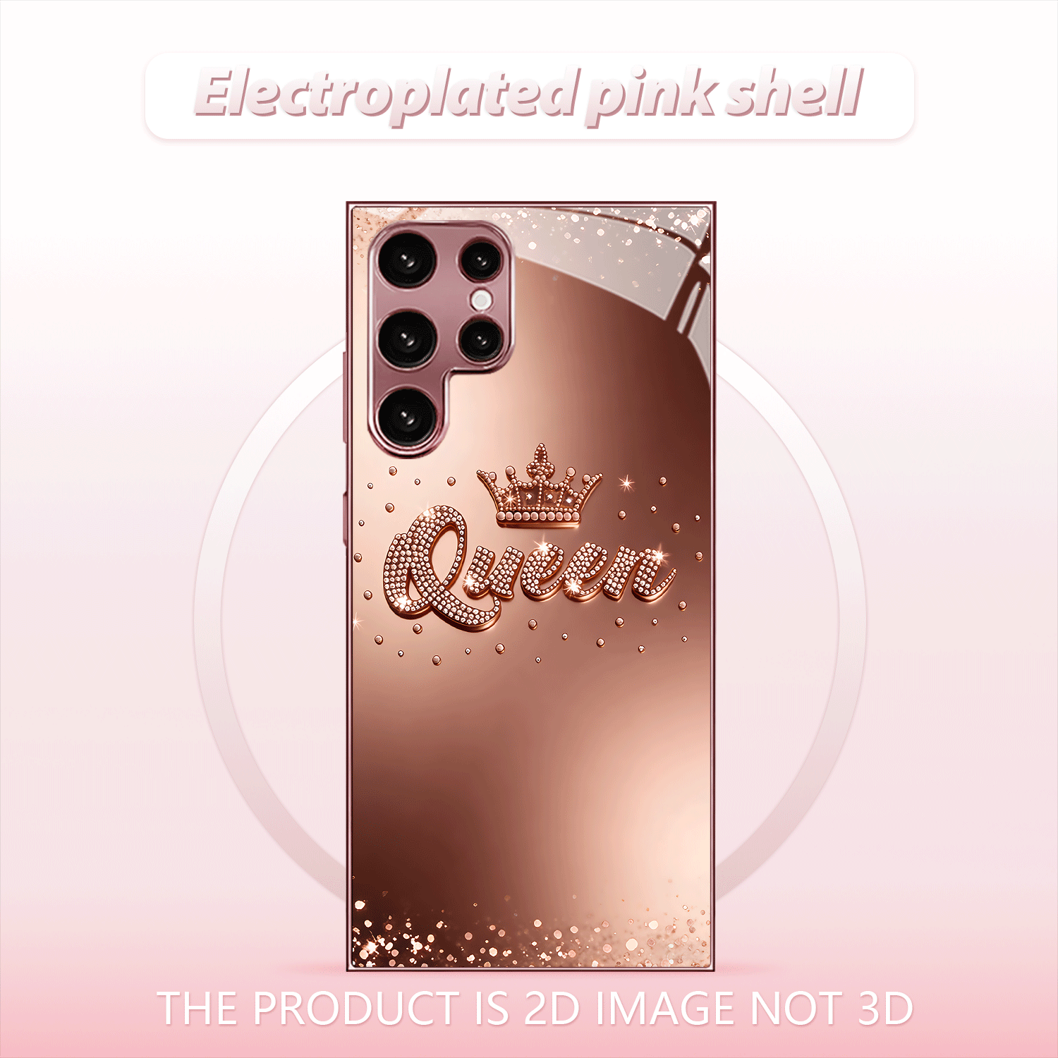 TEMU Phone Case - (2d Flat) New/electroplated Pink Phone Case, Rose Crown Pattern For Galaxy