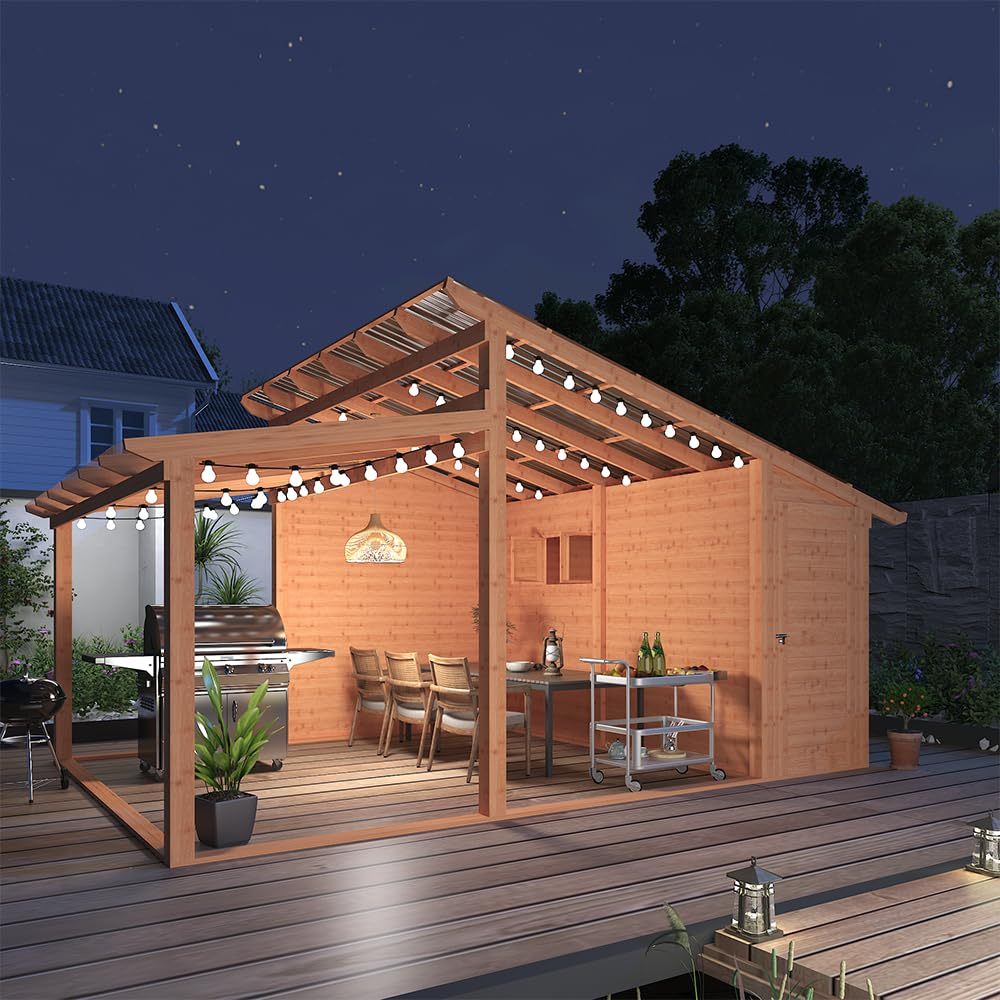 20 x 12 outdoor wooden gazebo for patio with 12 x 5 storage shed large lean to   pergolas and gazebos on with galvanized   panel patio roof