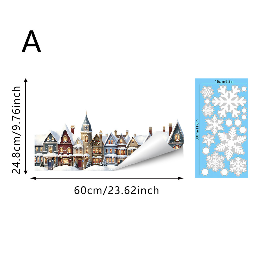 TEMU 1pc Static Cling Christmas Village Window Film Suitable For Home, Office, Shop Front Glass - Pvc Static , Easy & Stick Holiday Decoration With