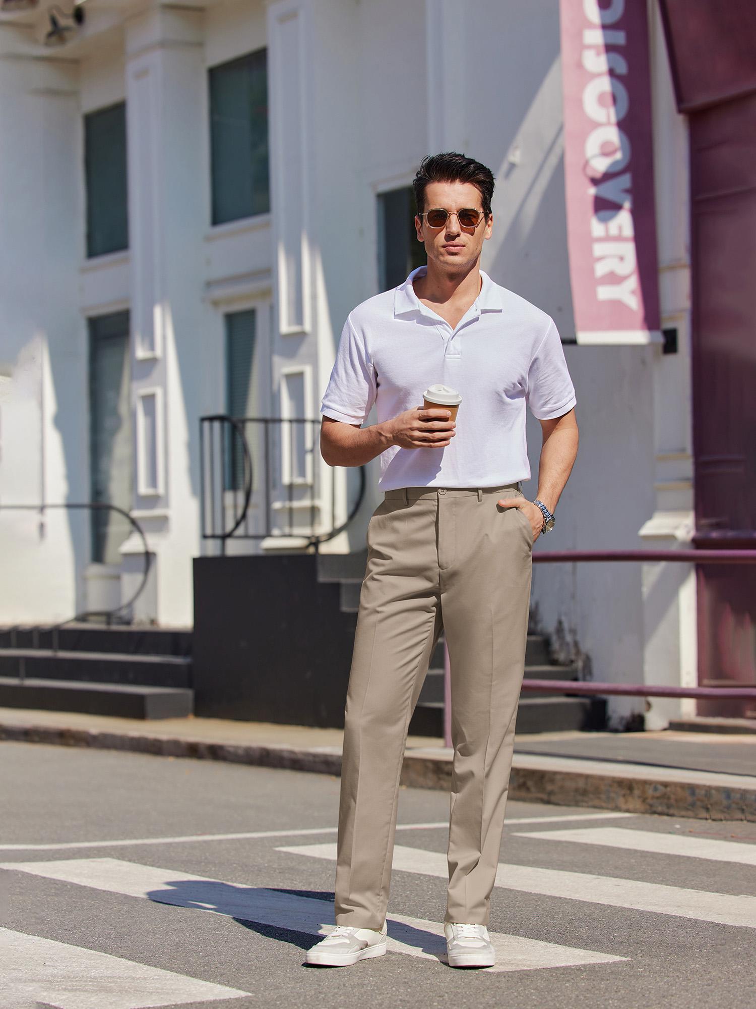 mens viscose blend dress pants straight leg - Temu
