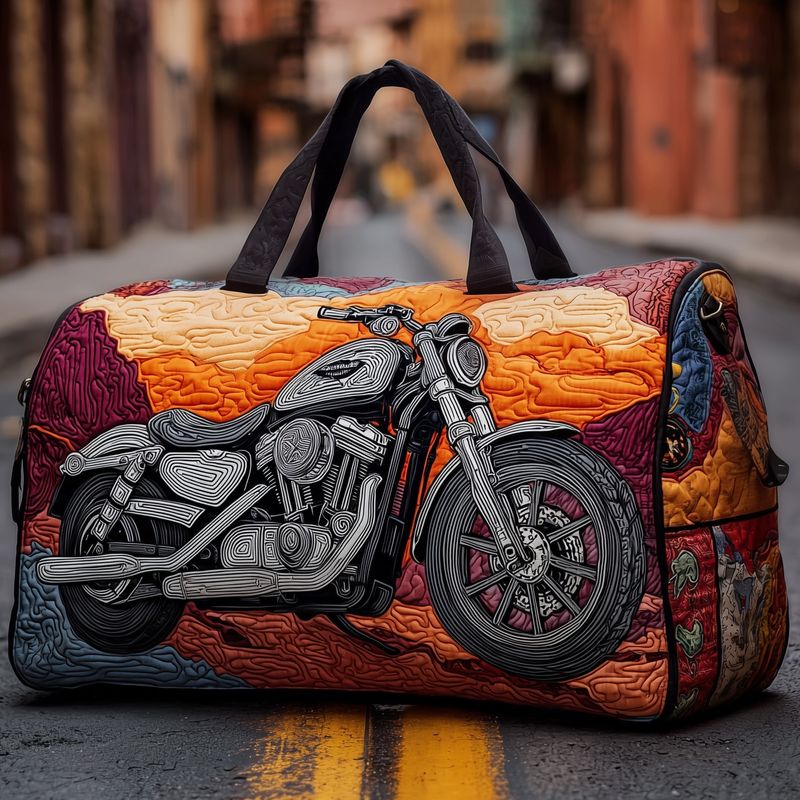 Holiday Camping Beach Bag Bohemian 3d Quilted Travel Duffle Bag Mixed Color Leisure Fitness Bag With Motorcycle Designs