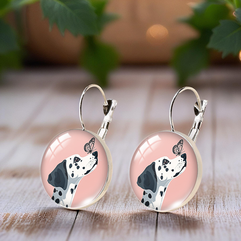 Dalmatian Butterfly Round Handmade Trendy Earrings