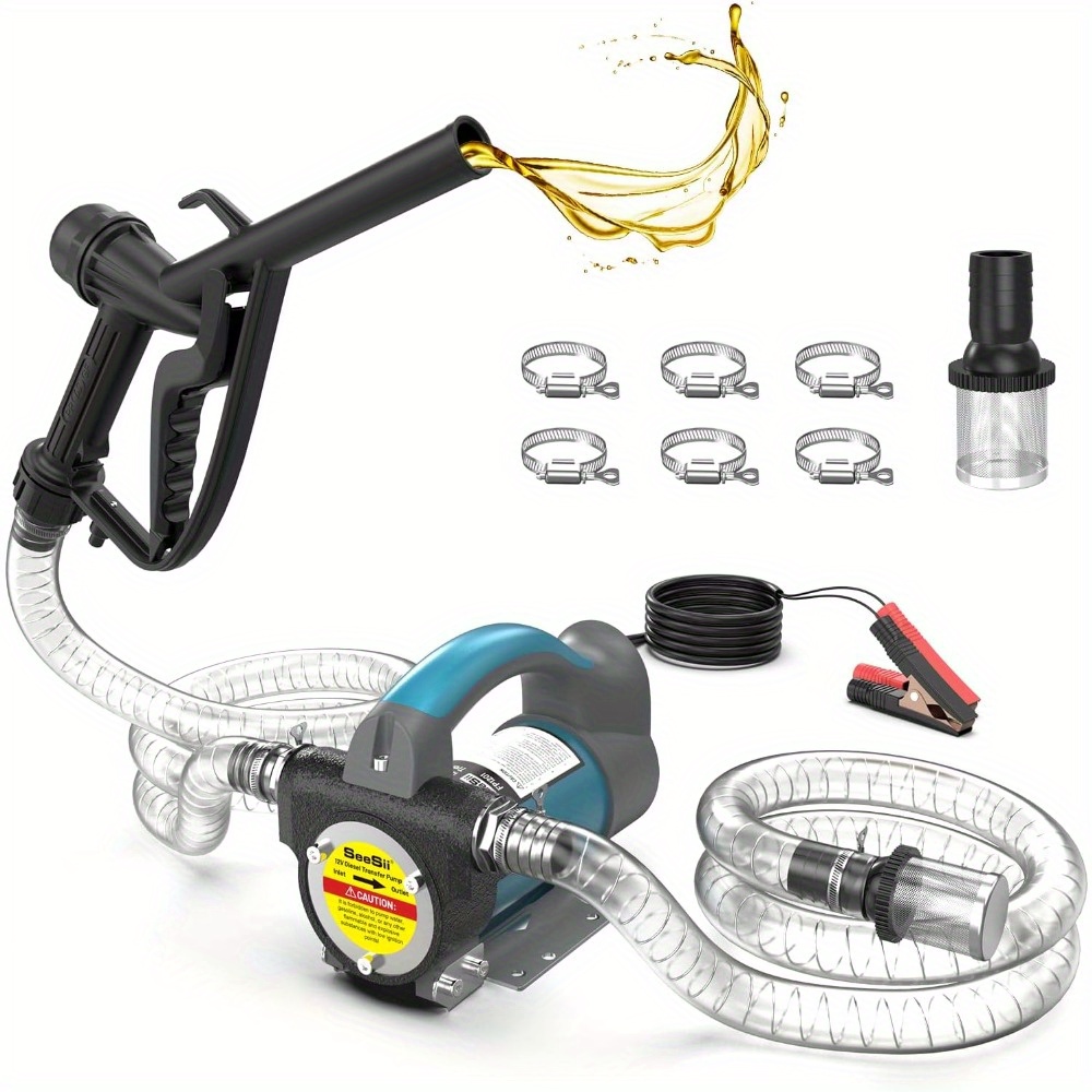 TEMU Pompe de transfert de carburant Seesii 13 GPM, 12 volts pour pompe de transfert de diesel avec tuyau de buse pour diesel , pompe de transfert de