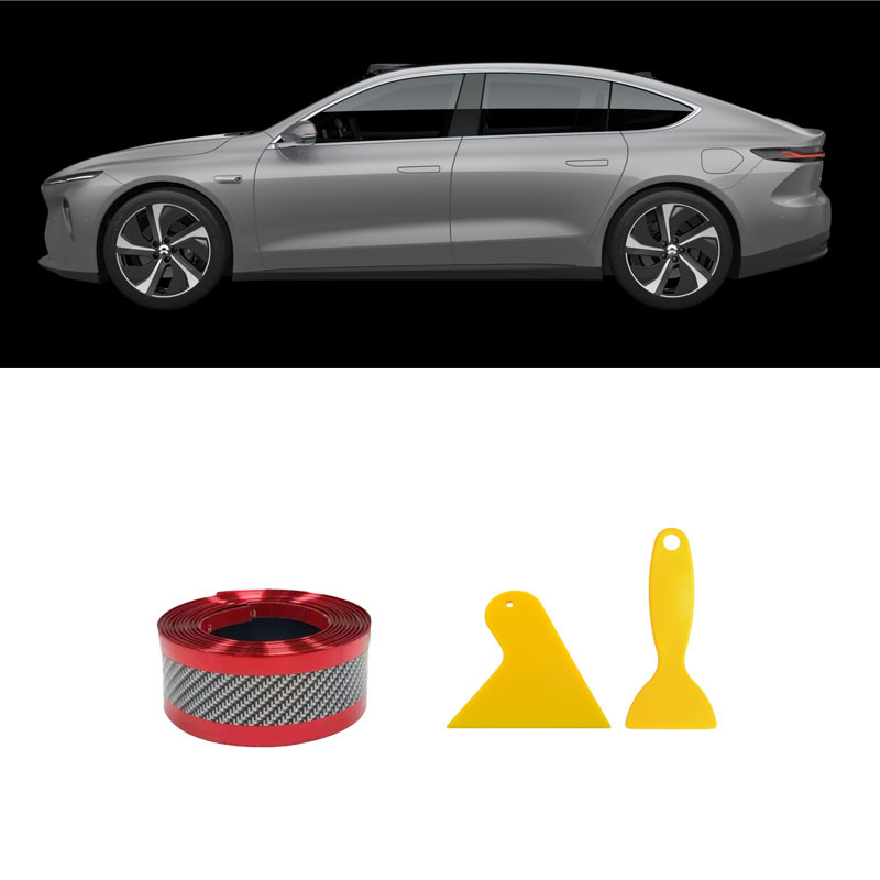 E-shop 3er-Set Auto Kohlefaser Anti-Kratzer Aufkleber Türschwelle Schutz Gummi Band Auto Stoßstangenschutz Folie Aufkleber Auto Deko Zubehör