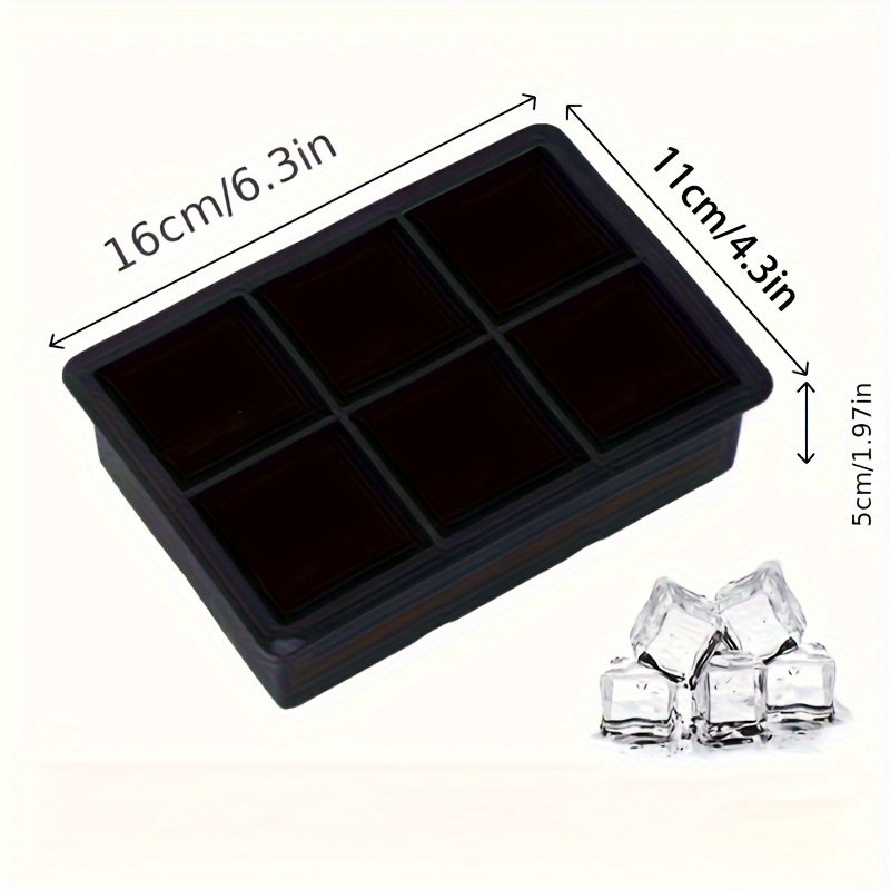 Image of Large 6- Silicone Ice Mold, Square Of Ice Tray For Whiskey Cocktails, Freezer Safe, , Perfect For Parties Bbq Bars, Home Kitchen Gadget, Father's Day Gift For Dad Husband, Mother's Day Gift