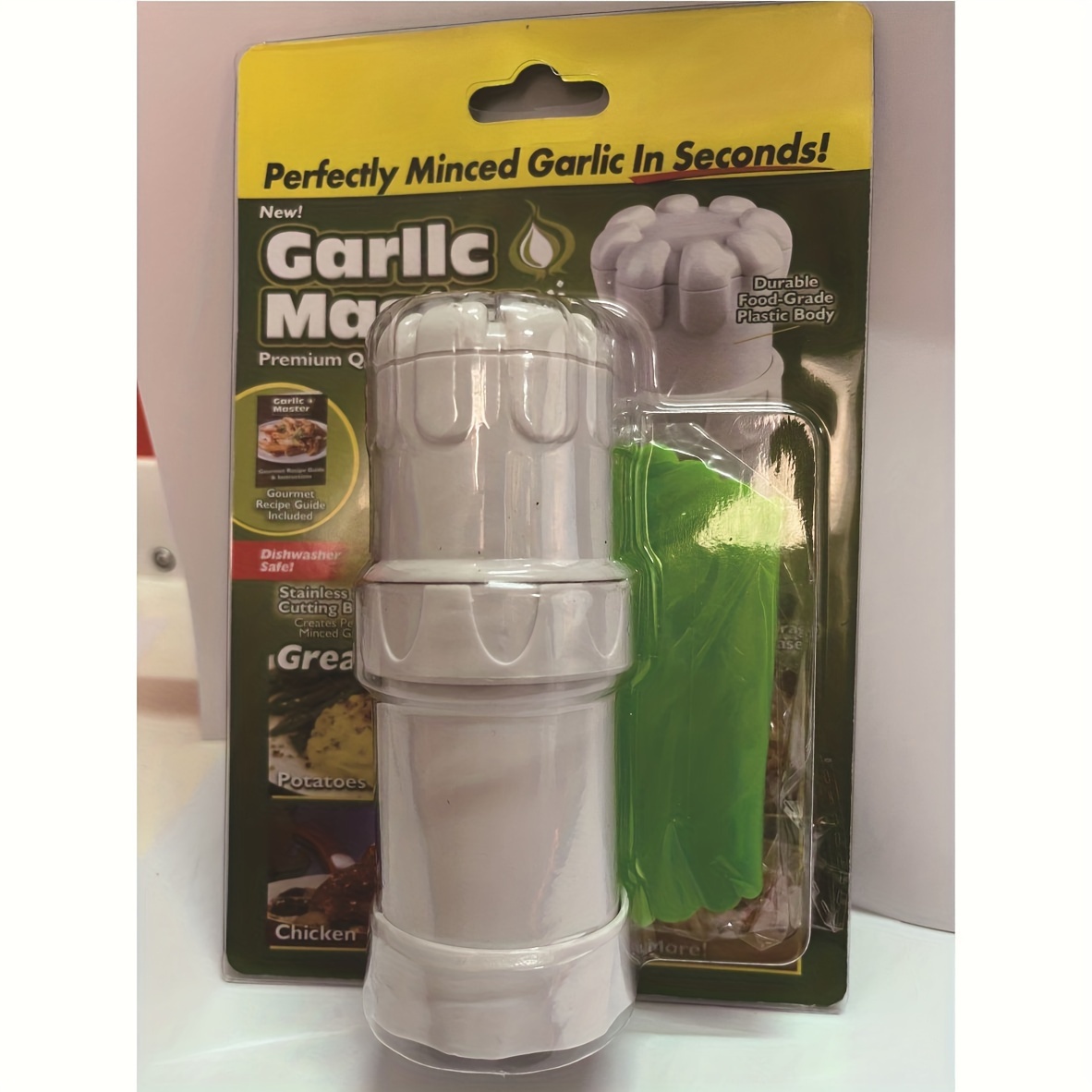 TEMU Heavy-duty Garlic Press With Stainless Steel And Ergonomic Handle - Multi-functional Food Processor For , Chopping, Peeling, Mincing, And