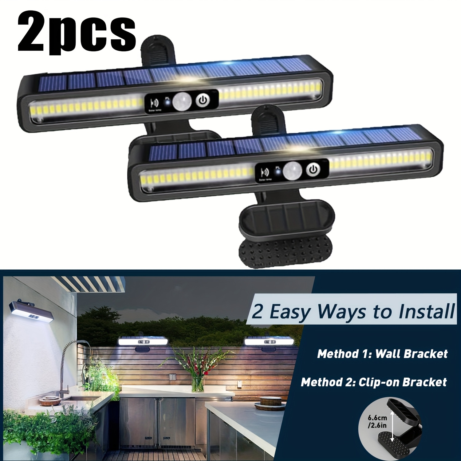 Temu – TEMU 2/4pack Light With Motion Sensor Function, Outdoor Solar Lighting Fixture, Suitable For Courtyard, Garden, , Porch, Pool Lighting, 3 Lighting ,