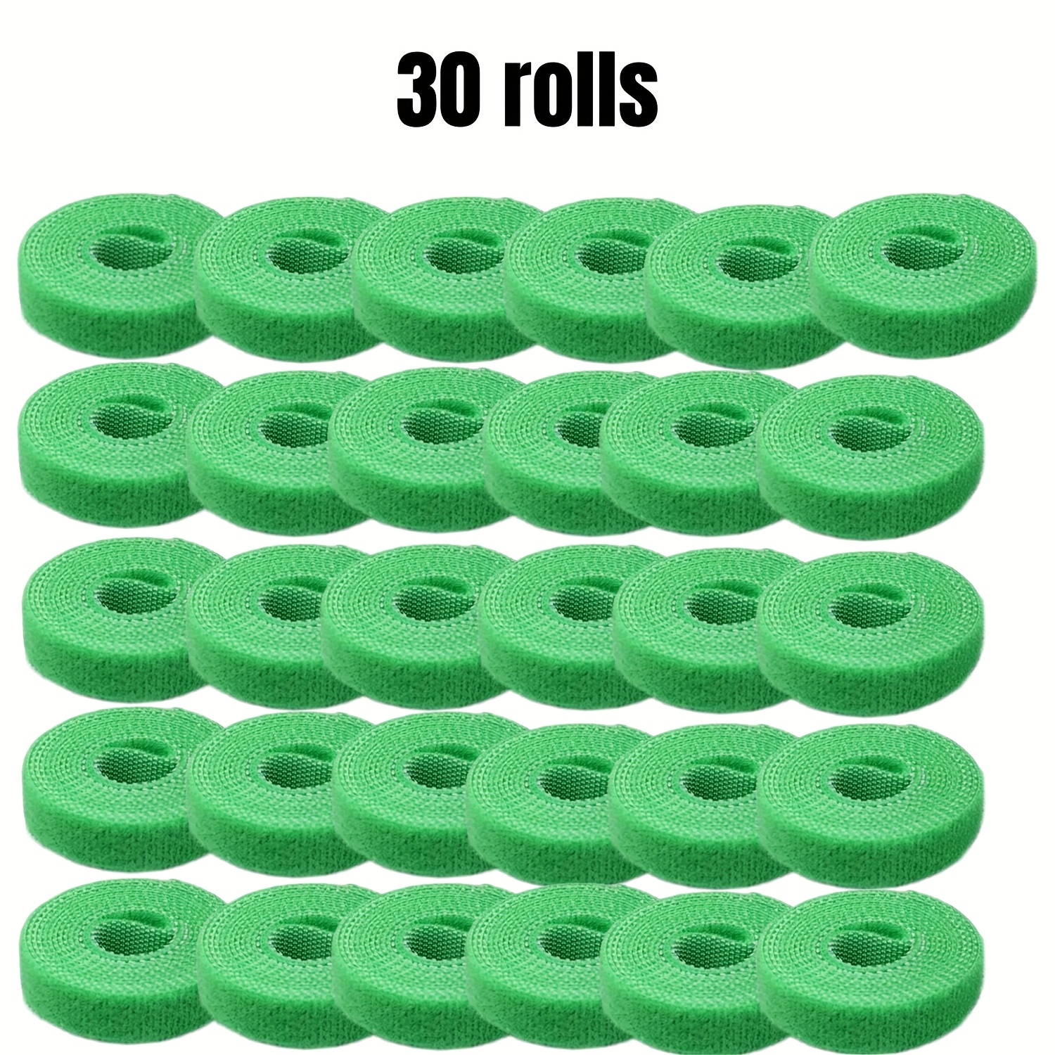 TEMU 30-pack Reusable Self-adhesive Nylon Plant Support Ties - Adjustable Garden Rope Ties, 99.06cm Green Fabric, Suitable For Stems And Vase