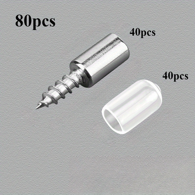 80/20pcs Multi Functional Support Pin, Partition Support Nail - With Anti Slip Sleeve, Self Tapping Screw, Suitable For Cabinet Partitions, Laminated Board Brackets - Durable Bracket Overall Screw Set