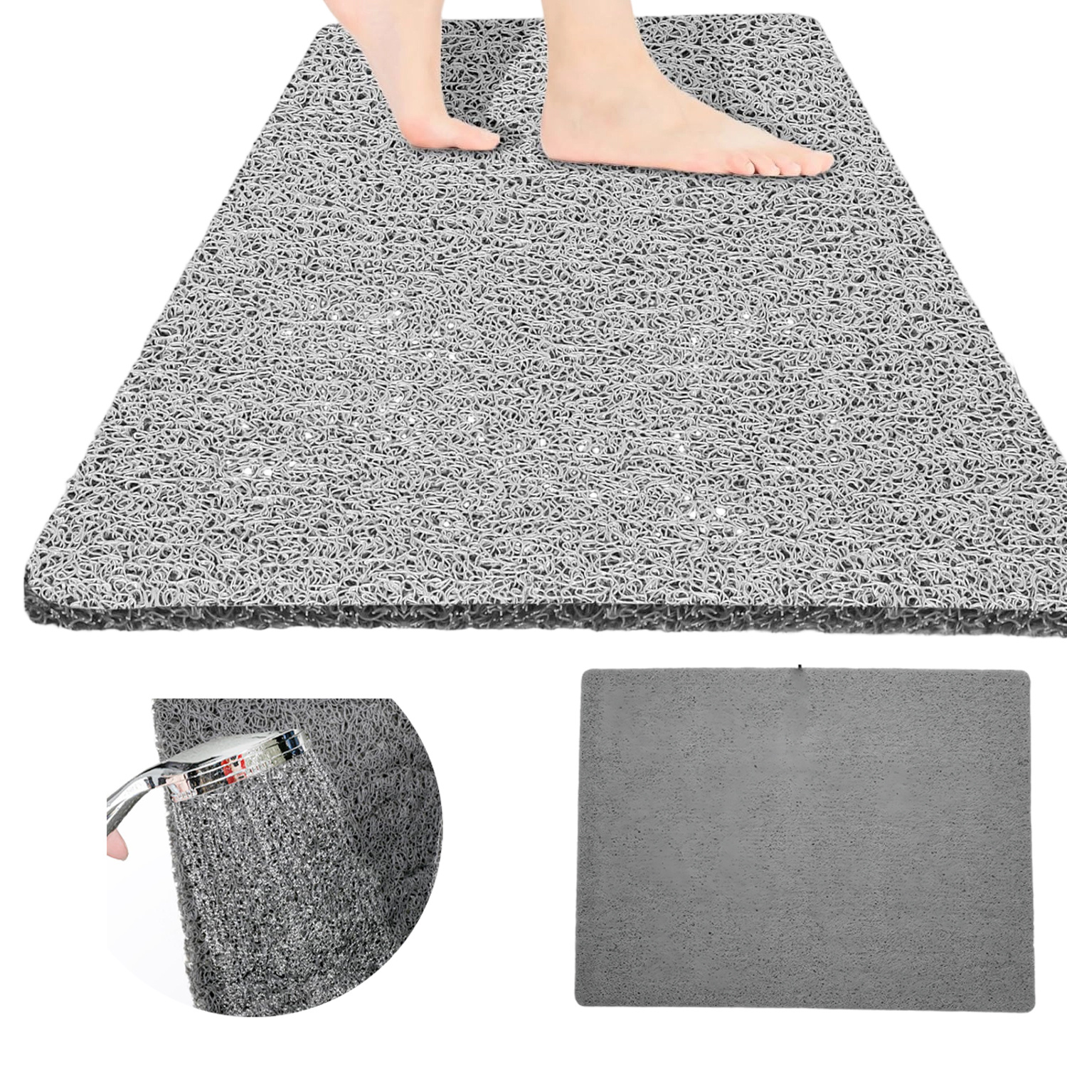 Image of Bath Mat 80x100cm Loofah Texture With Mesh Bottom, Quick-drying Shower Tub Mat For Safety And Fast Drainage, Comfortable Floor Mat Easy To Clean For Bathroom And Spa Use
